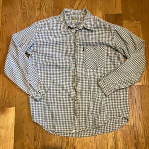 Beretta Button Down Shirt Men's L Large Blue White Check 100% Cotton Flannel